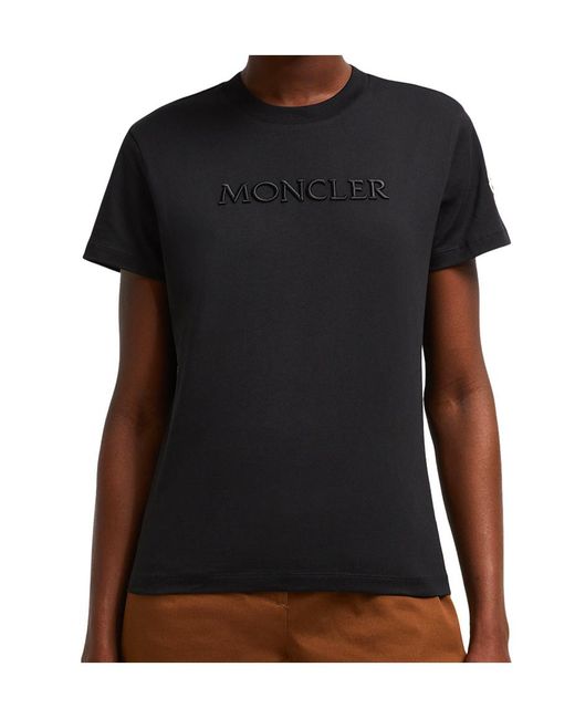 Moncler Black Logo Embroidered Crewneck T-Shirt