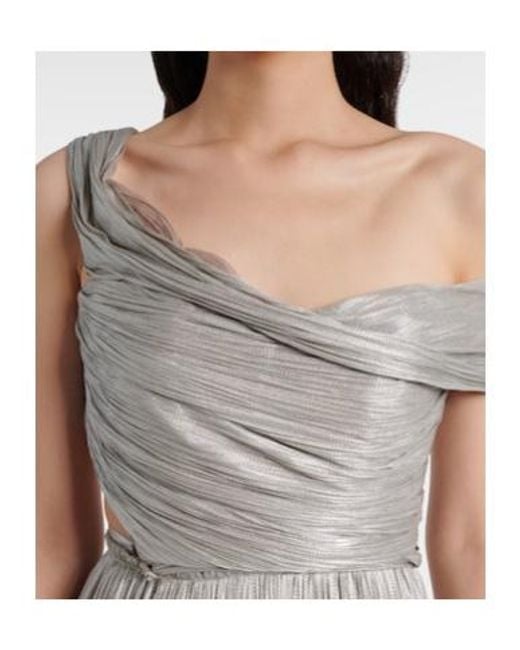 Maria Lucia Hohan White Serene Asymmetric Silk Mousseline Gown