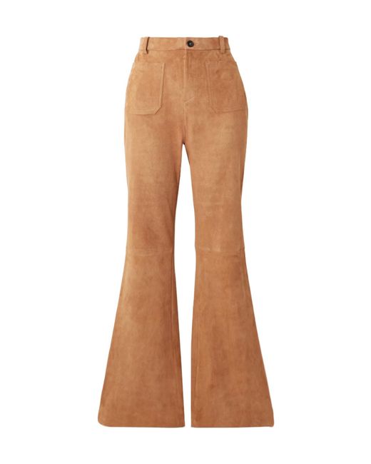 Stouls Brown Laurent Suede Flared Pants