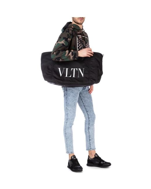 Valentino Gray Logo Print Camouflage Cotton Blend Hoodie for men