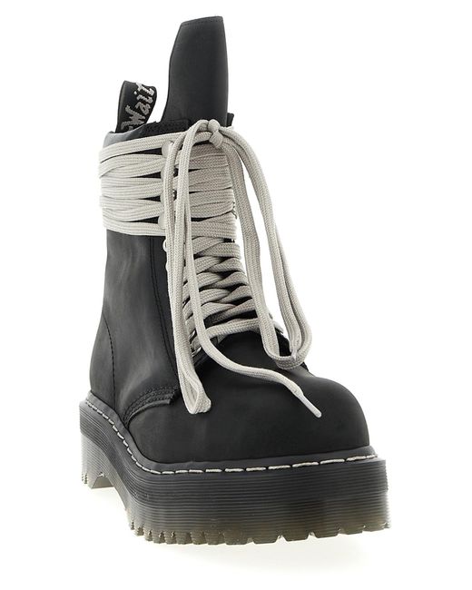 Rick Owens Black X Dr. Martens Quad Sole Steel Toe Lace-Up Boots