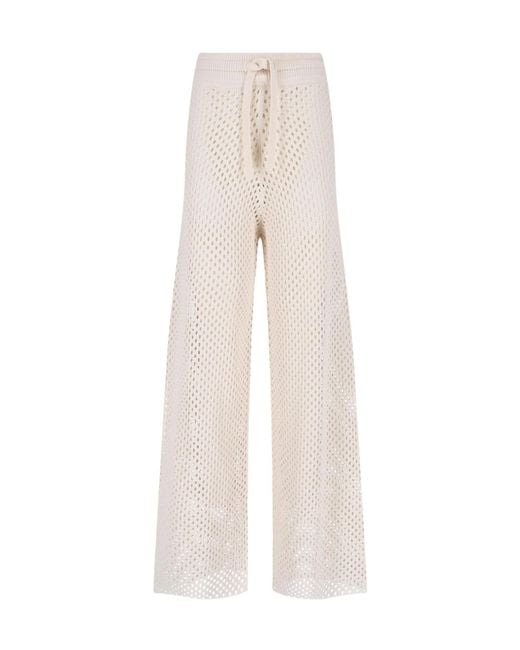 Golden Goose Deluxe Brand White Open-Knit Wide-Leg Drawstring Pants