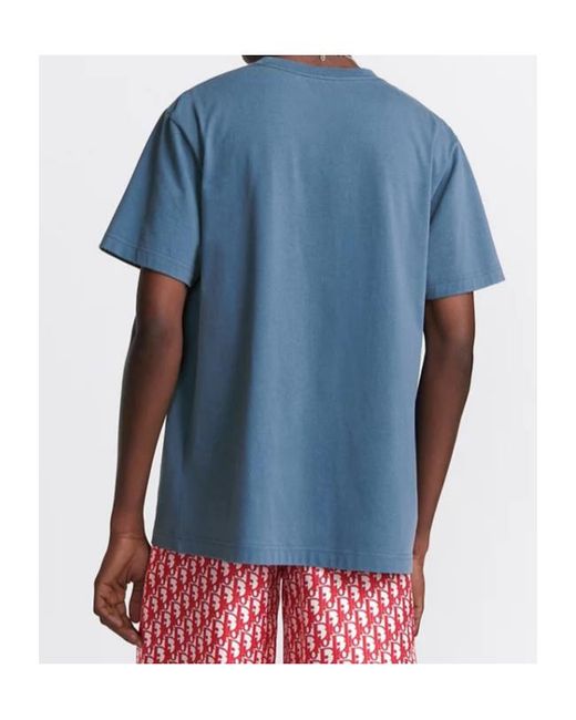 Dior Blue Homme Logo Printed Crewneck T-Shirt for men