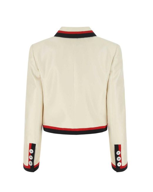 Miu Miu Natural Single-Breasted Panama Silk Jacket