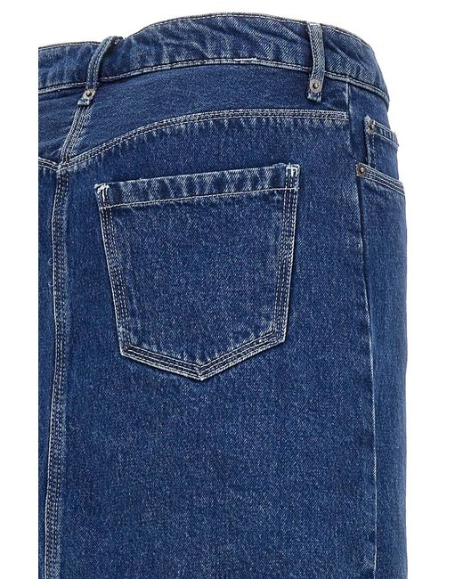 A.P.C. Blue Raw-Hem Denim Miniskirt