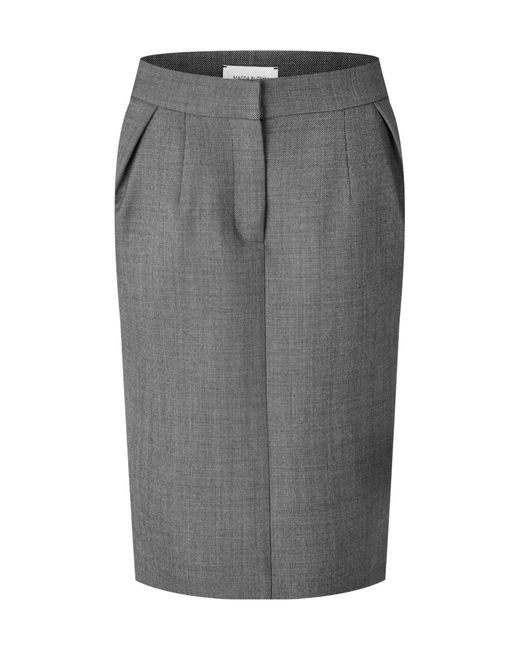Magda Butrym Gray Fine Check High-Waisted Knee-Length Pencil Skirt