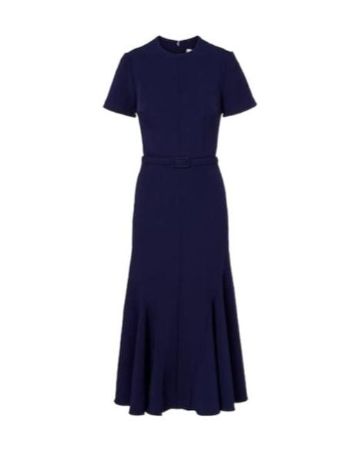 Safiyaa Blue Luisa Belted Crêpe Midi Dress