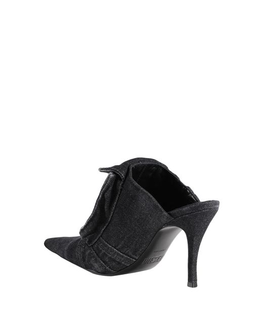 DIESEL Black Pointed-Toe Thin-Heel Stylish Versatile Denim Mules