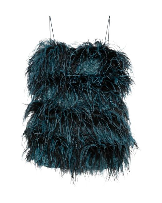 Oseree Green Feathered Mini Dress