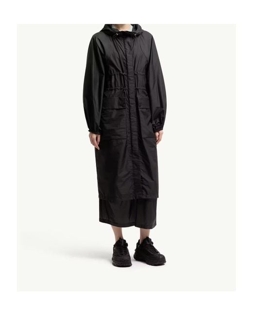 Moncler Black Drawstring Hooded Long Jacket