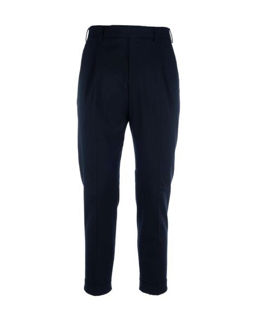 Pt Pantaloni Blue Pt Torino Rebel Turn-Up Hem Tapered Trousers for men