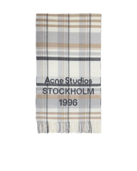 Acne White Logo Scarf for men