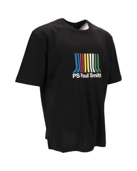 Paul Smith Black Multi-Stripe Logo T-Shirt for men