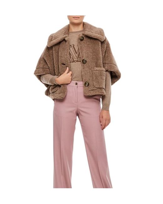 Max Mara Brown Teddy Short-Sleeve Cropped Jacket