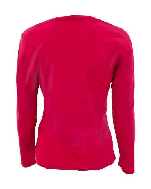 Armani Jeans Red V-Neck Long-Sleeved T-Shirt