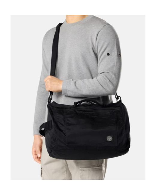 Stone Island Black Logo Detail Duffle Bag for men