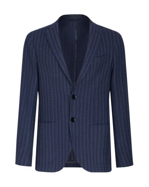 Etro Blue Single Breasted Striped Blazer for men