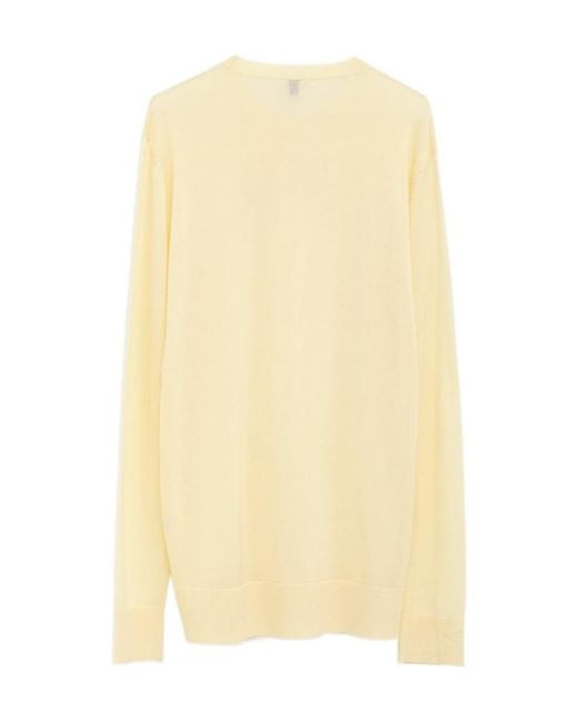 Totême  Yellow Totême Crewneck Long-Sleeved Knitted T-Shirt