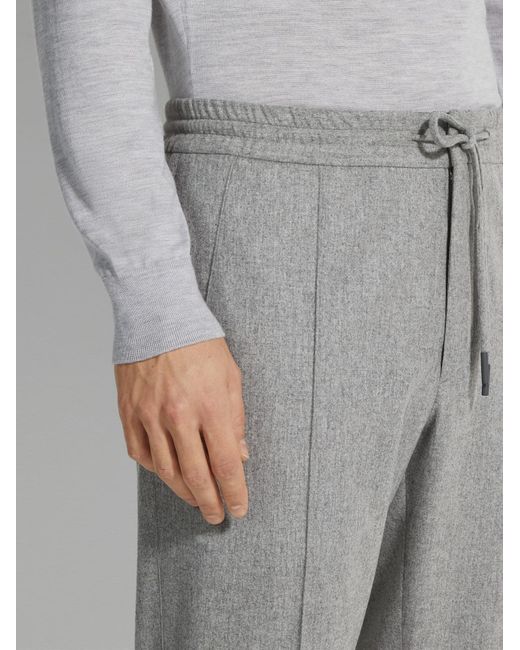Zegna Gray Drawstring Elastic Waist Pants for men