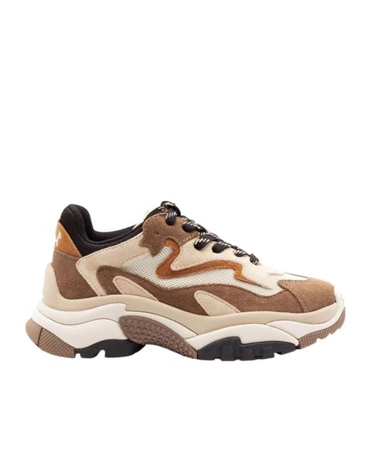 Ash Brown Round-Toe Sneakers