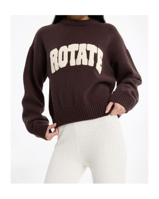 ROTATE BIRGER CHRISTENSEN Brown Crew-Neck Sweater