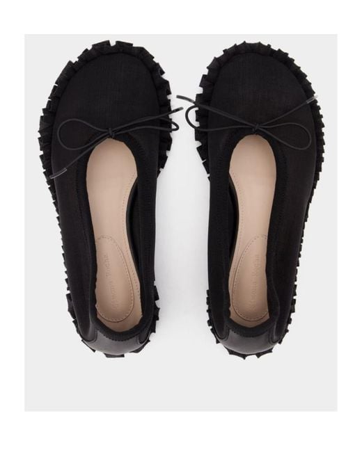 Simone Rocha Black Frilled Mesh Slip-On Ballet Flats