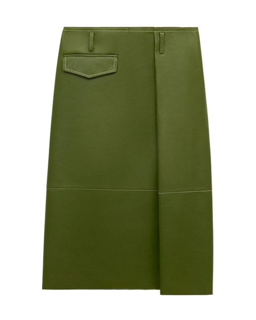 Marni Green Asymmetric Pocket Midi Skirt