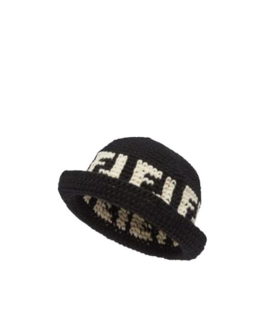 Fendi Black Ff Cotton Cloche Hat