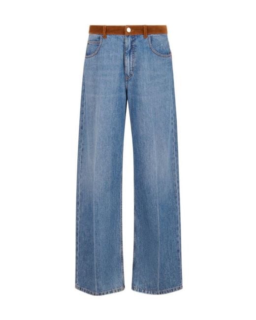 Marni Blue X Slawn Soldier Velvet Waistband Denim Trousers for men