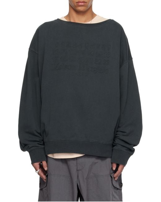 Maison Margiela Gray Numbers Motifed Crewneck Sweatshirt for men