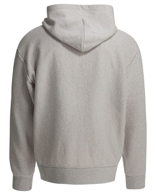 Stussy Gray Stüssy Zip-Up Drawstring Hoodie for men