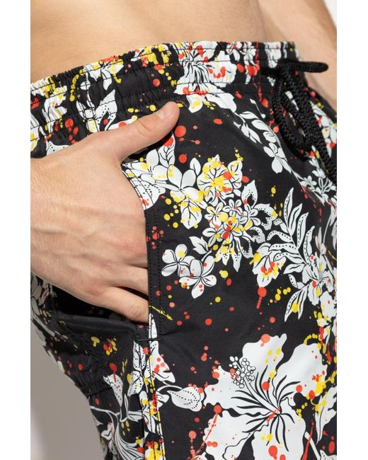 Palm Angels Black X Vilebrequin Graphic Printed Swim Shorts for men