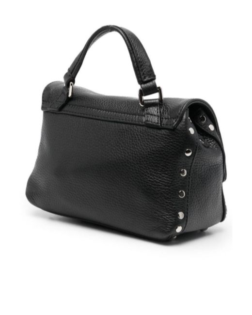 Zanellato Black Baby Postina Studded Shoulder Bag