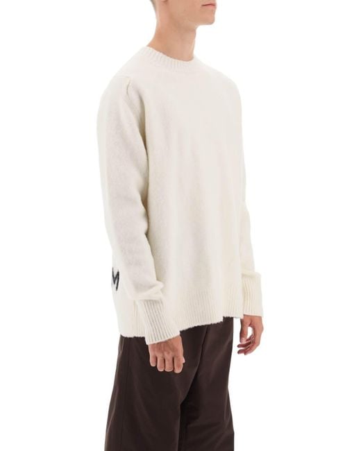 OAMC White Logo Intarsia-Knit Wool Jumper for men