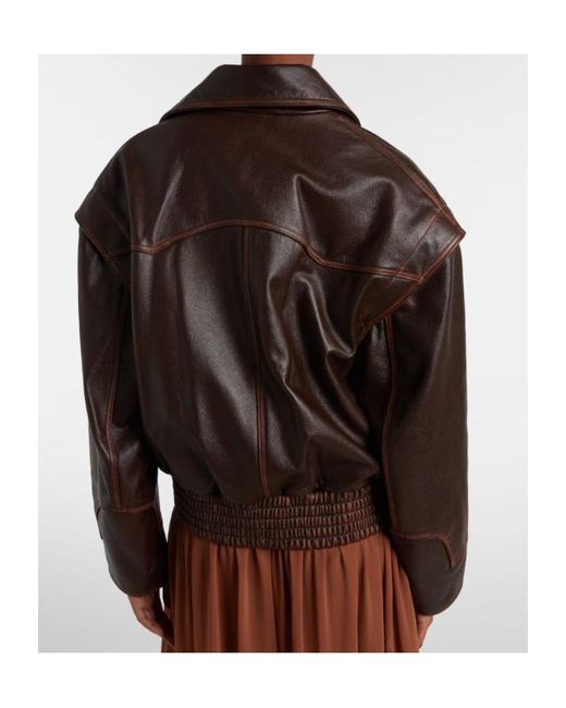 JACQUES WEI Brown Leather Biker Jacket