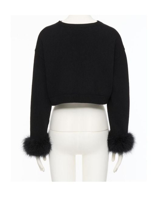 Valentino Black Cashmere Jumper With Feathers