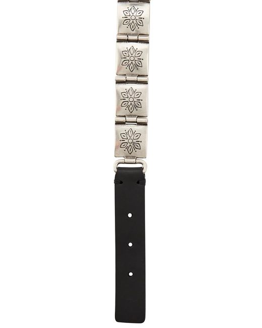Etro White Engraved-Link Leather Belt