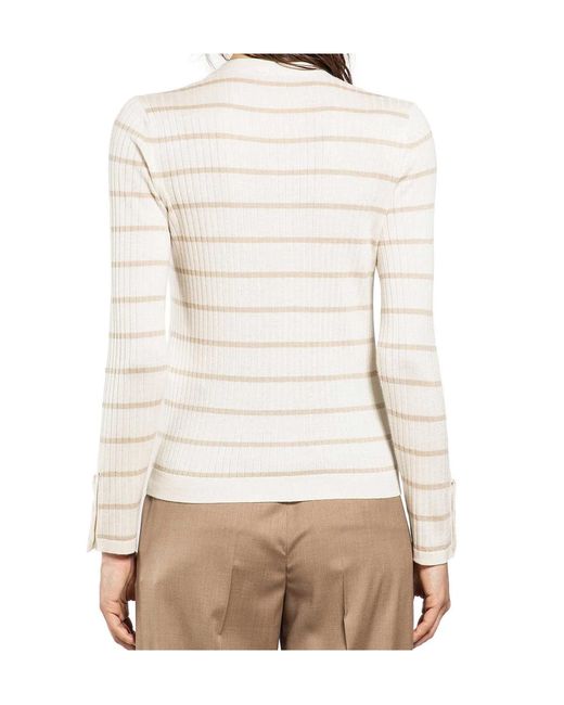 Max Mara White Pedale V-Neck Knitted Cardigan