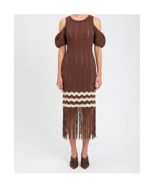Twinset Brown Fringed Dress