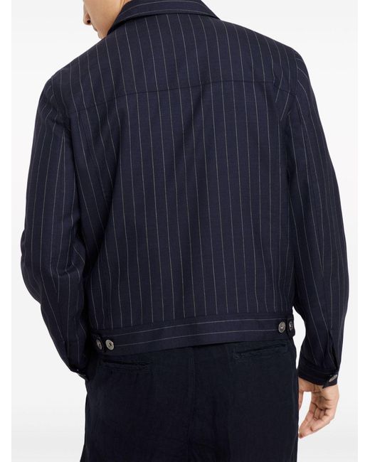 Brunello Cucinelli Blue Striped Virgin-Wool Jacket for men