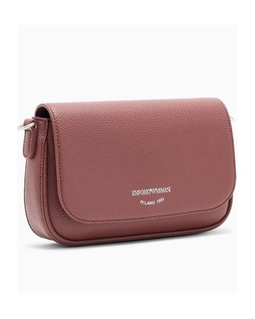 Emporio Armani Red Logo-Print Pebbled-Effect Shoulder Bag