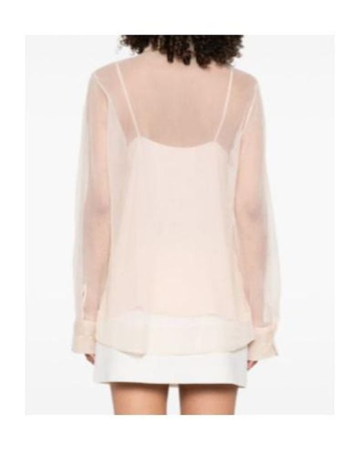 Ermanno Scervino Natural Sheer Button-Up Shirt