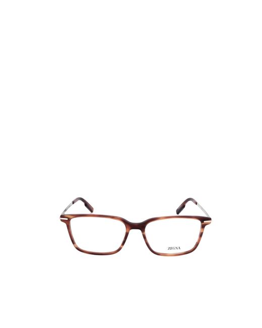 Zegna White Rectangle Frame Glasses for men