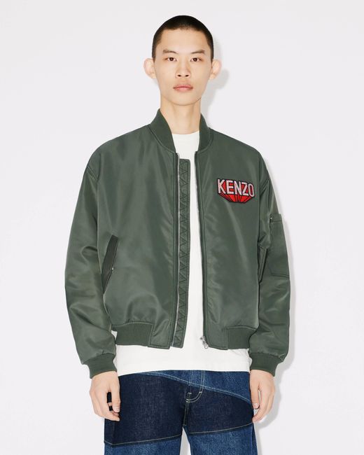 KENZO Green 3D Logo Zipped Bomber Jacket for men