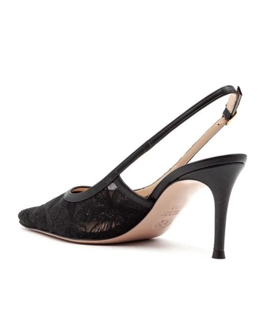 Roberto Festa Black Gameorleans Lace Slingback Pumps