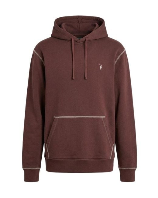 AllSaints Purple Amir Contrast-Stitch Hoodie for men