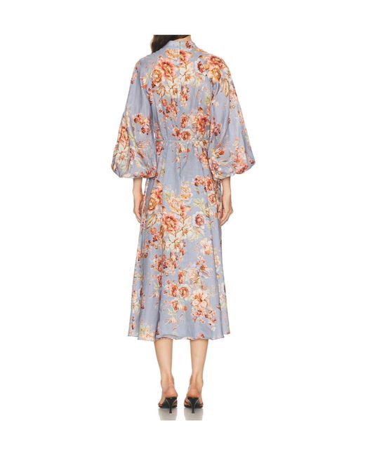 Zimmermann Multicolor Awaken Billow Floral Printed Long Dress
