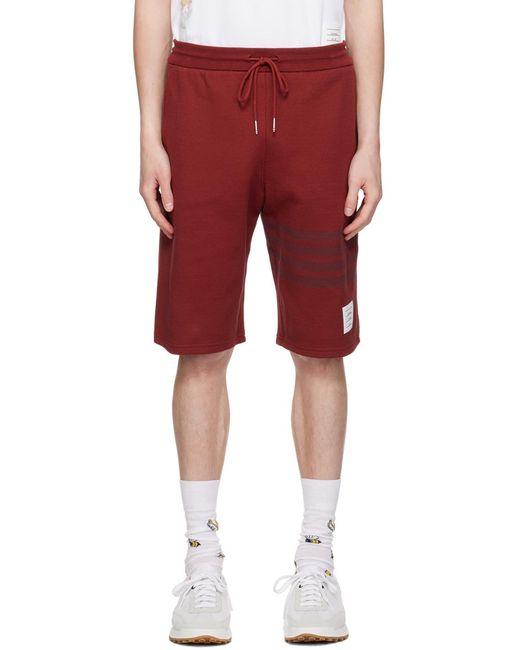 Thom Browne Red Stripe Detailed Drawstring Shorts for men