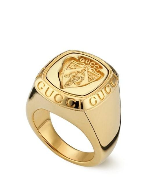 Gucci Metallic Crest Signet Ring for men