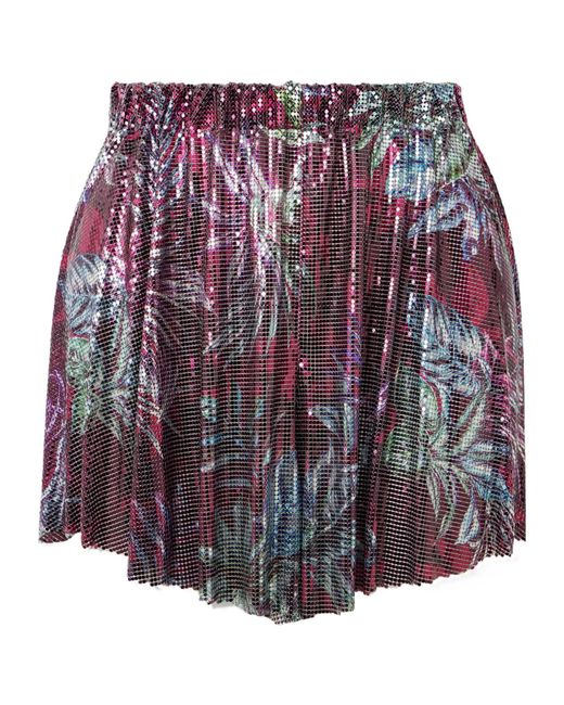 Rabanne Red Rabanne Palm Tree Printed Mesh Shorts